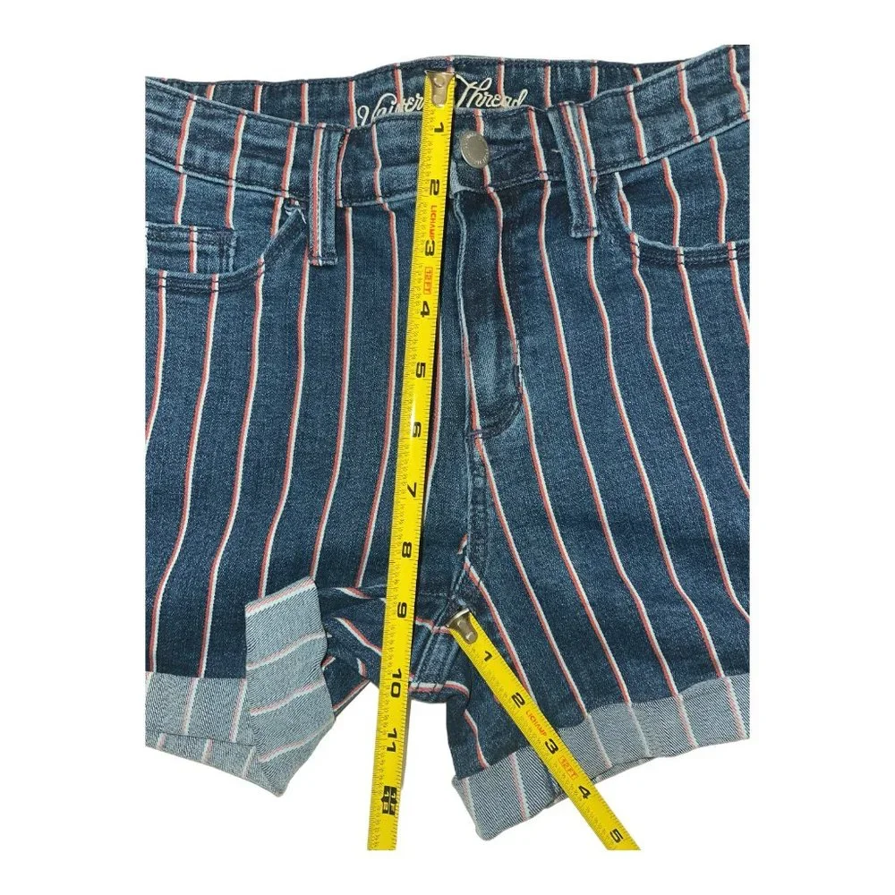 Universal Tread High Rise Red white and blue striped shorts women's size 00/24 - Picture 6 of 9